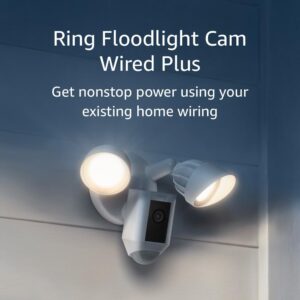 Limited time deal-33%Ring Floodlight Cam Wired Plus with motion-activated 1080p HD video, White (2021 release)